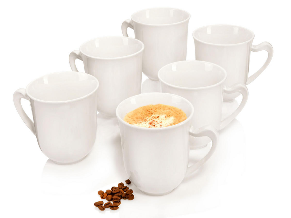KAFFEEBECHER PARIS - 6 teilig Füllmenge 330 ml aus Porzellan - Weiß, Keramik (29.5/13.25/22cm) - Sänger