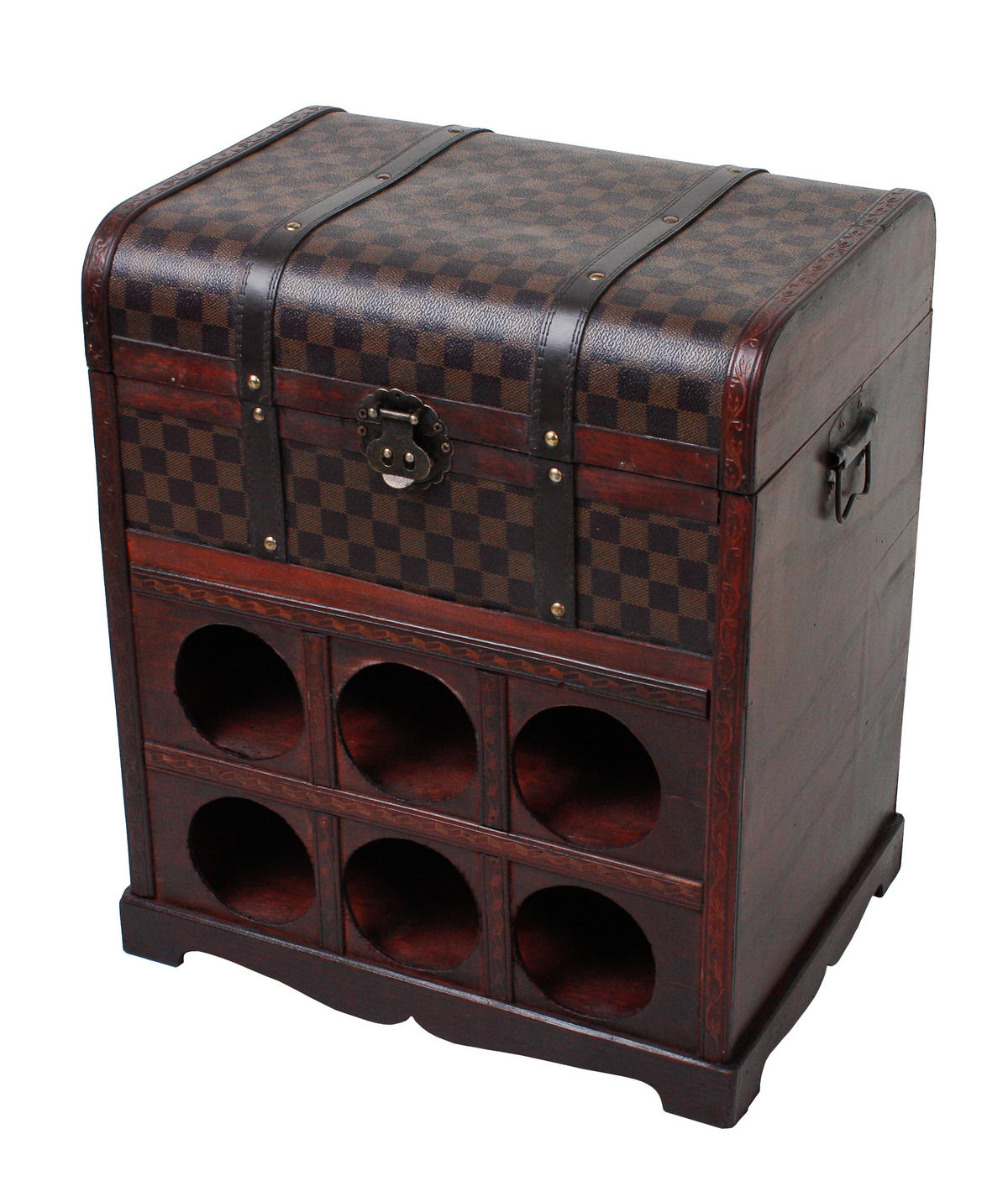 WEINREGAL Geuc Kolonialstil Holz Dunkelbraun 48x41x30,5cm - Dunkelbraun, Holz (41/48/30.5cm) - DELUKE