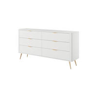 KOMMODE Lante Weiß, mit Schubladen, Goldene Beine - Goldfarben/Weiß, Holzwerkstoff (163/81/38cm) - Bettso