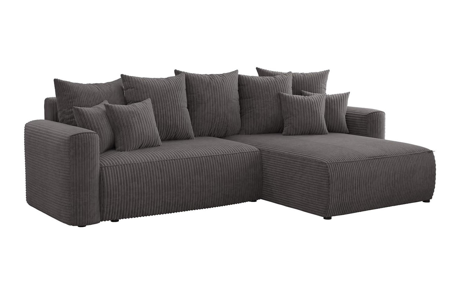 ECKSOFA BALI L - Dunkelgrau/Schwarz, Holzwerkstoff (260/160cm) - Meblini