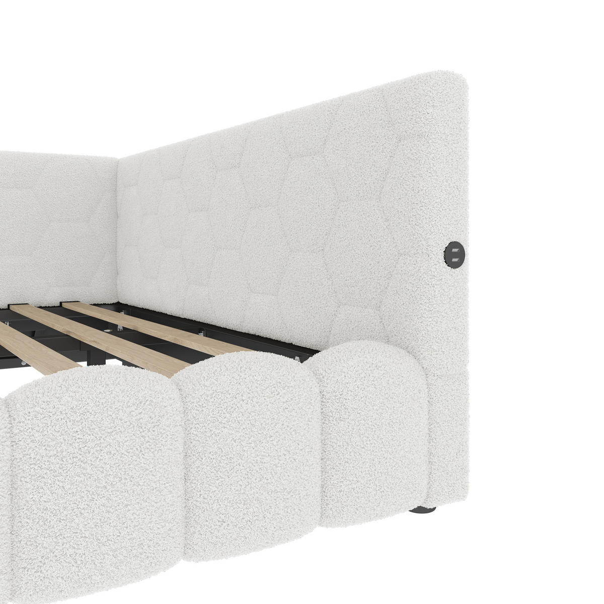 POLSTERBETT 140/200 cm Weiß aus Vliesimitat mit Stauraum - Weiß, Textil (140/200cm) - OKMYHOME