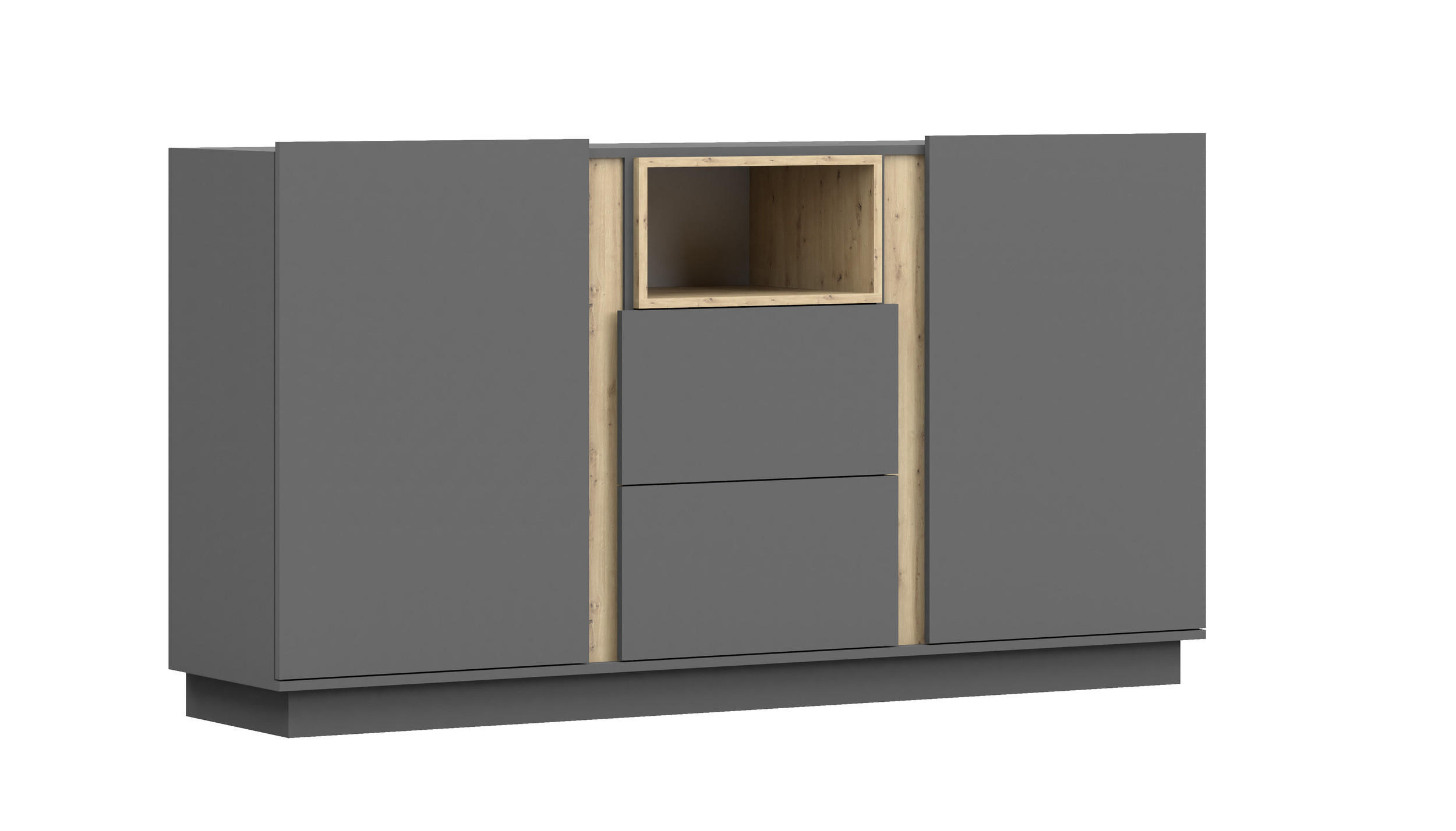 LOWBOARD - Kommode Reyla Grau - Grau, Holzwerkstoff (180/96/42cm) - Möblo