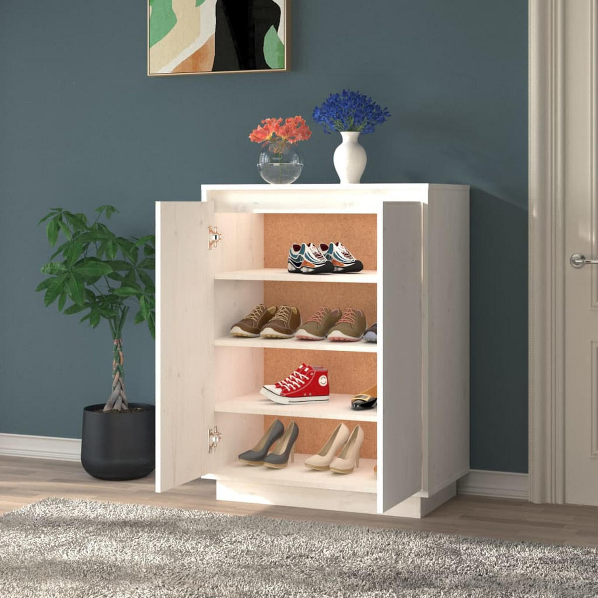 SCHUHSCHRANK Castrop 60/35/80 cm - Weiß, Holzwerkstoff (60/80/35cm) - Nettlife