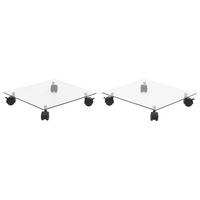 PFLANZENSTÄNDER Mit Rollen 2 Stück Hartglas 35/35 Cm Quadrat - Transparent, Glas (35/35cm) - vidaXL