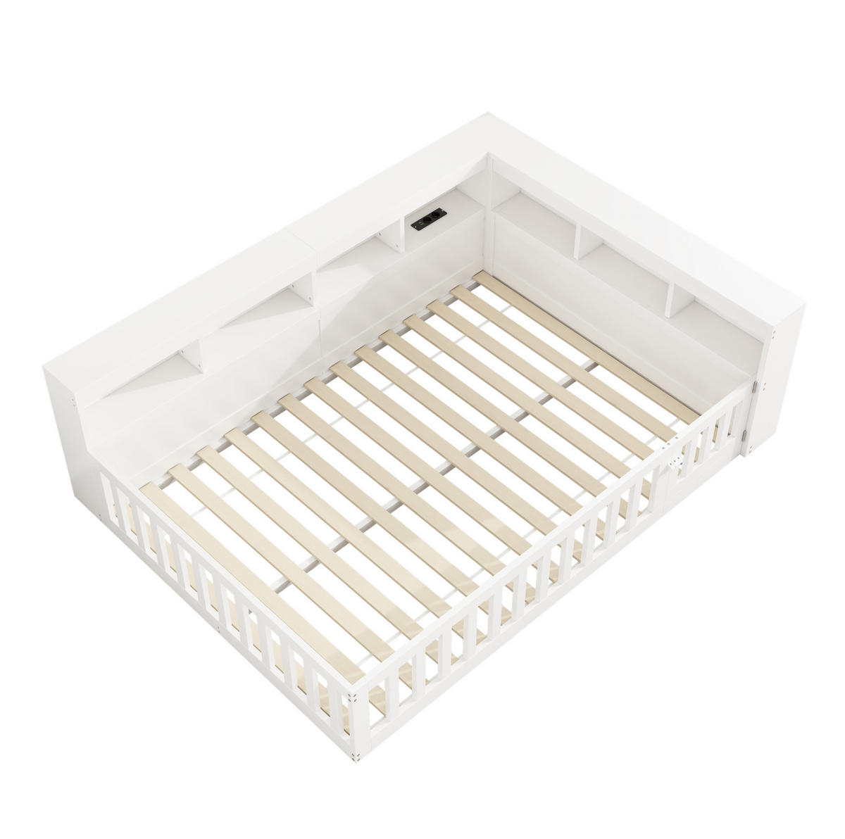 TAGESBETT mit Stauraum und USB 140x190 cm Weiß/Grau - Weiß, Holzwerkstoff (90/190cm) - Beauniv