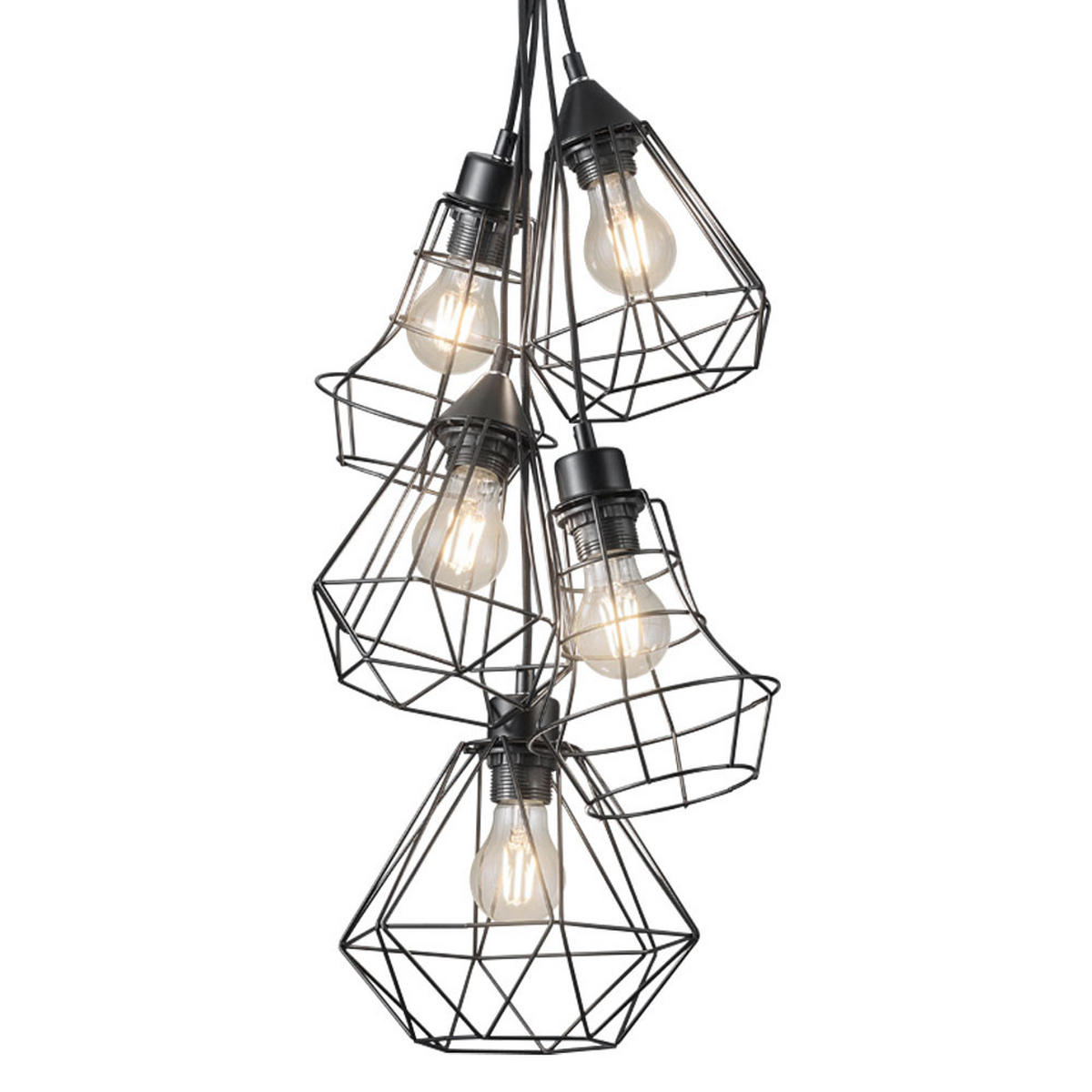 LED HÄNGELEUCHTE Metall Schwarz-matt - Schwarz, Metall (50/50/150cm)