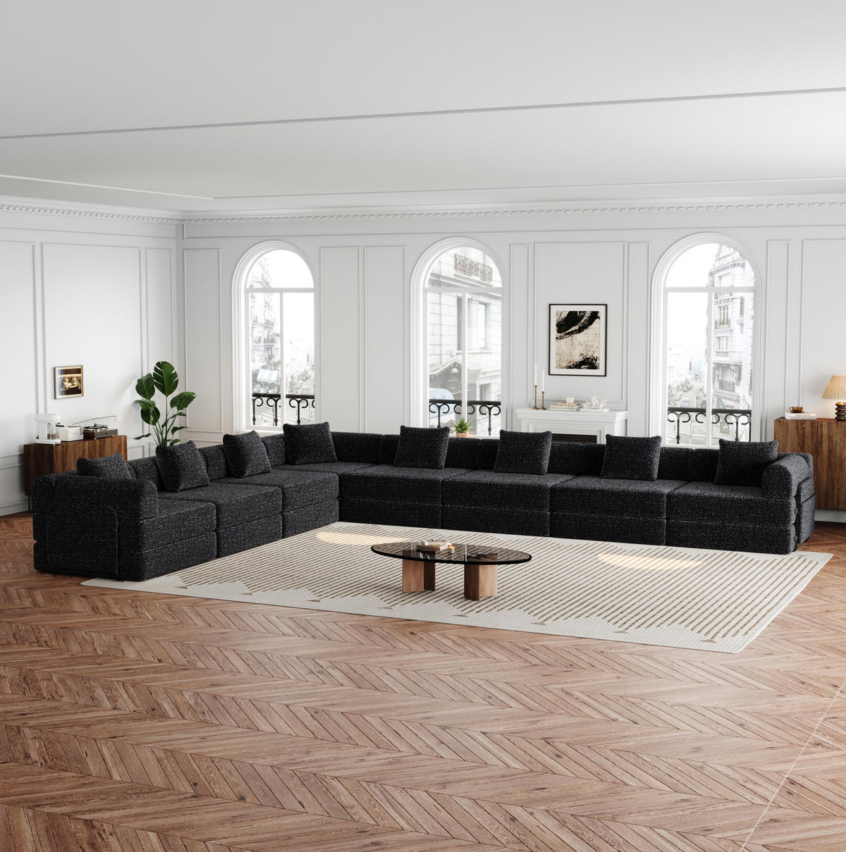 SCHLAFSOFA 2-in-1 in Schwarz – klappbar mit Stauraum in der Armlehne - Schwarz, Textil (183.8/69.8/274cm) - BEAOK