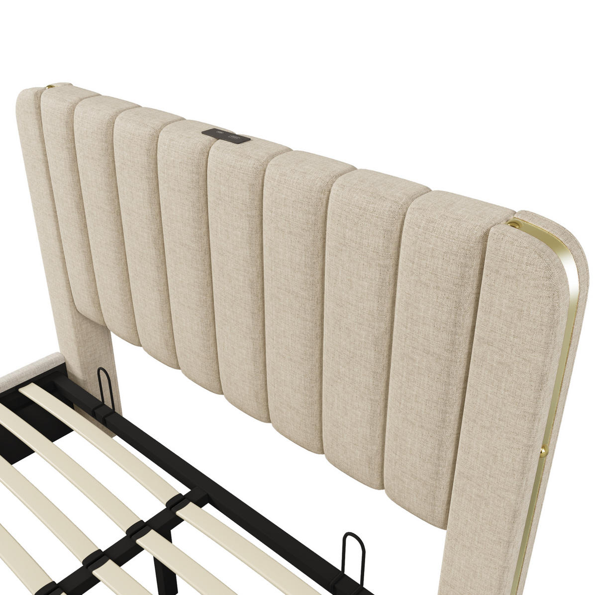 POLSTERBETT 160/200 cm Beige aus Leinen mit Stauraum - Beige, Textil (160/200cm) - OKMYHOME