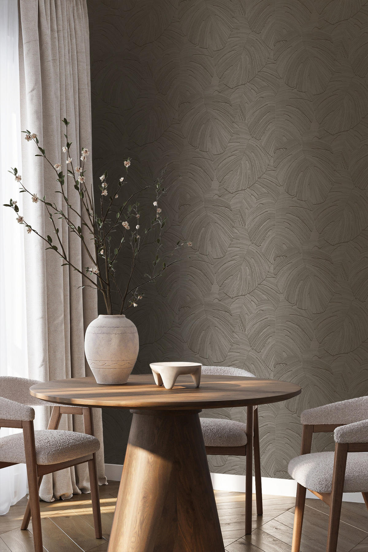 TAPETE tropische Blätter 53 cm x 10.05 m - Braun, Papier (53/1000cm) - Origin Wallcoverings