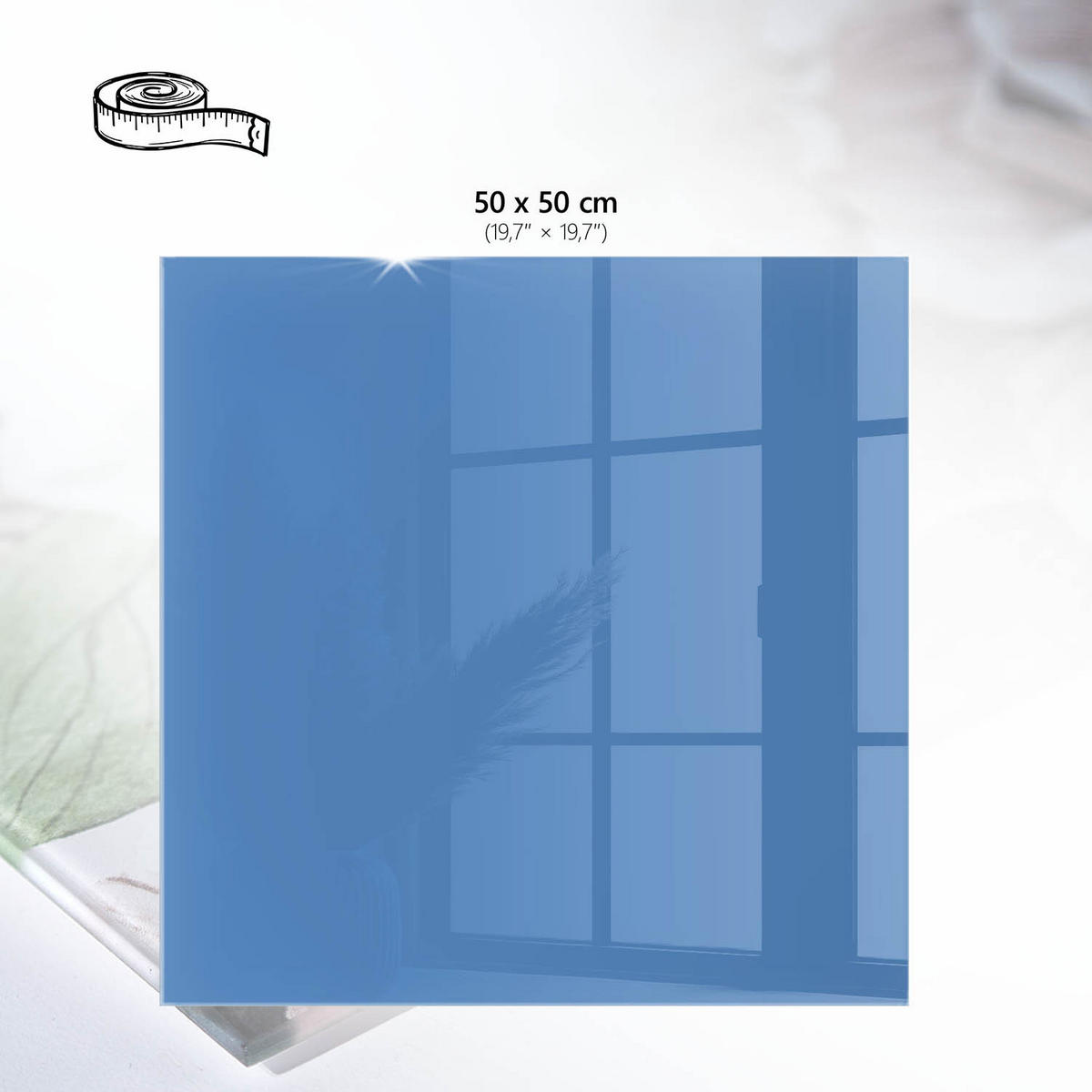 TISCHPLATTE 50x50 cm – Blaue Farbe - Orange, Glas (50/50/0.4cm) - Wallfluent