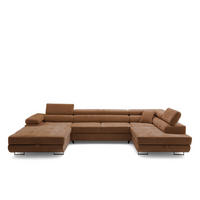 ECKSOFA U-Form WILD U Rechts mit Schlaffunktion 130x260 Chenille Braun - Silberfarben/Braun, Holz/Textil (203/90/350cm) - Muffo