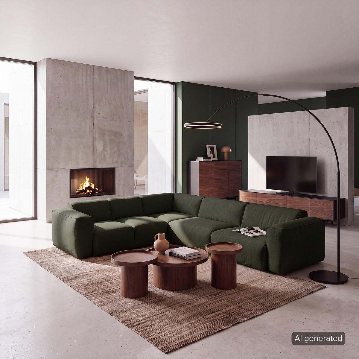ECKSOFA mit Rundecke - Schwarz/Grau, Kunststoff/Textil (325/260cm) - home24