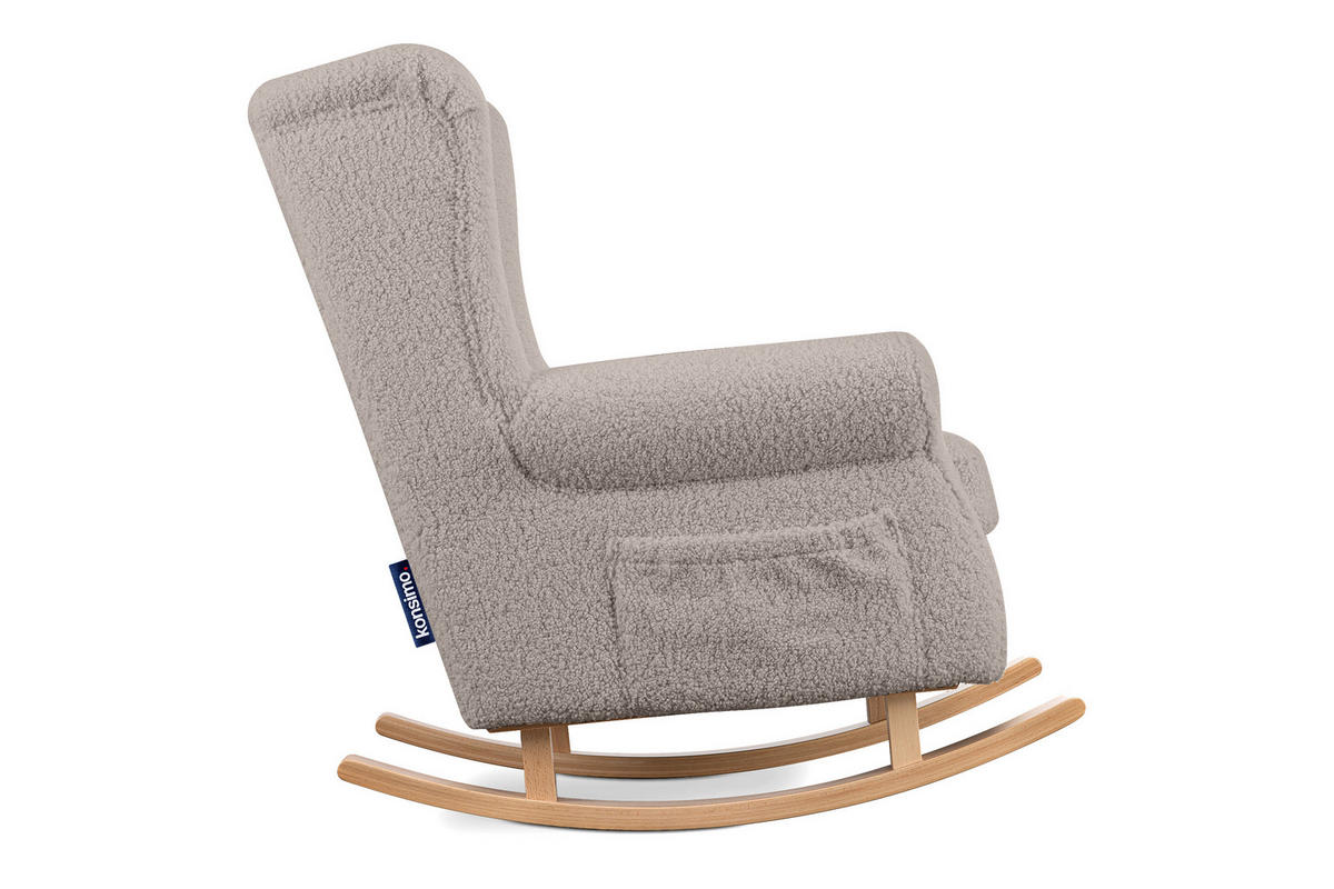 SCHAUKELSESSEL TULES mit Tasche für kleine Gegenstände, beige - Eichefarben/Beige, Eichenholz/Holzwerkstoff (80/105/105cm) - KONSIMO®