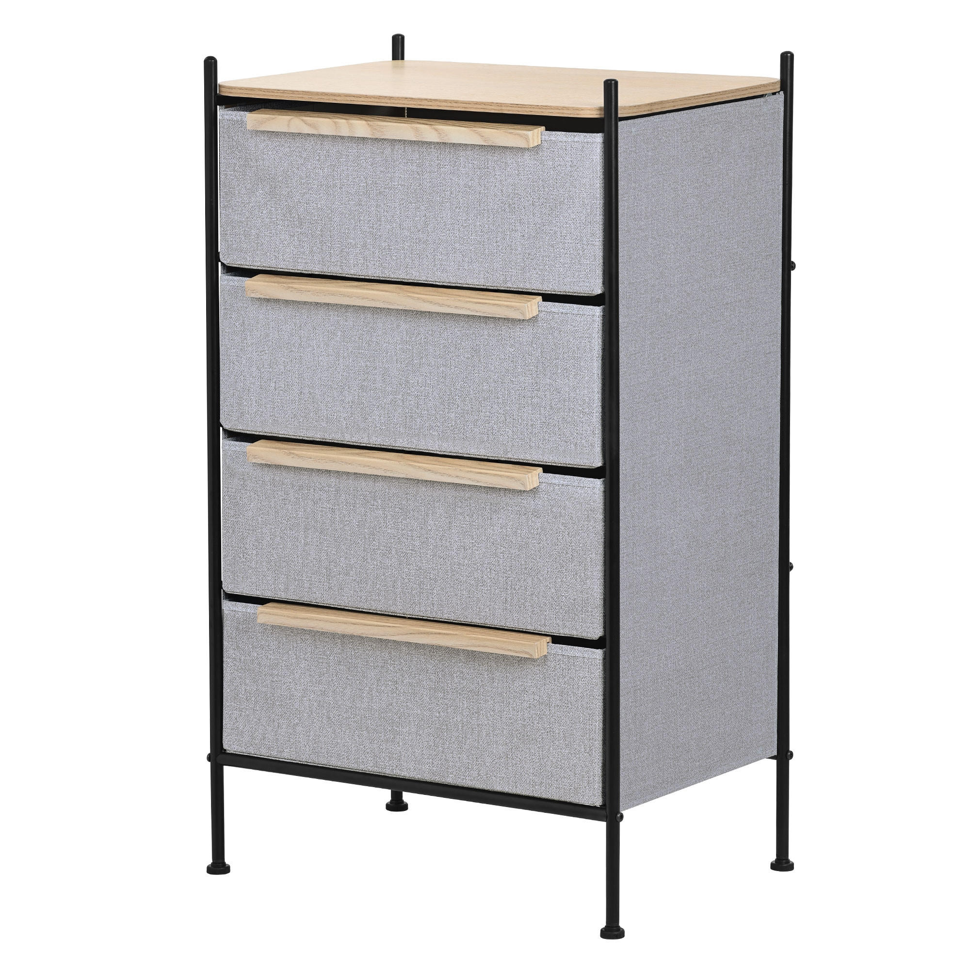 ML-DESIGN KOMODA se 4 látkovými zásuvkami 58x98x42,5 cm šedá
