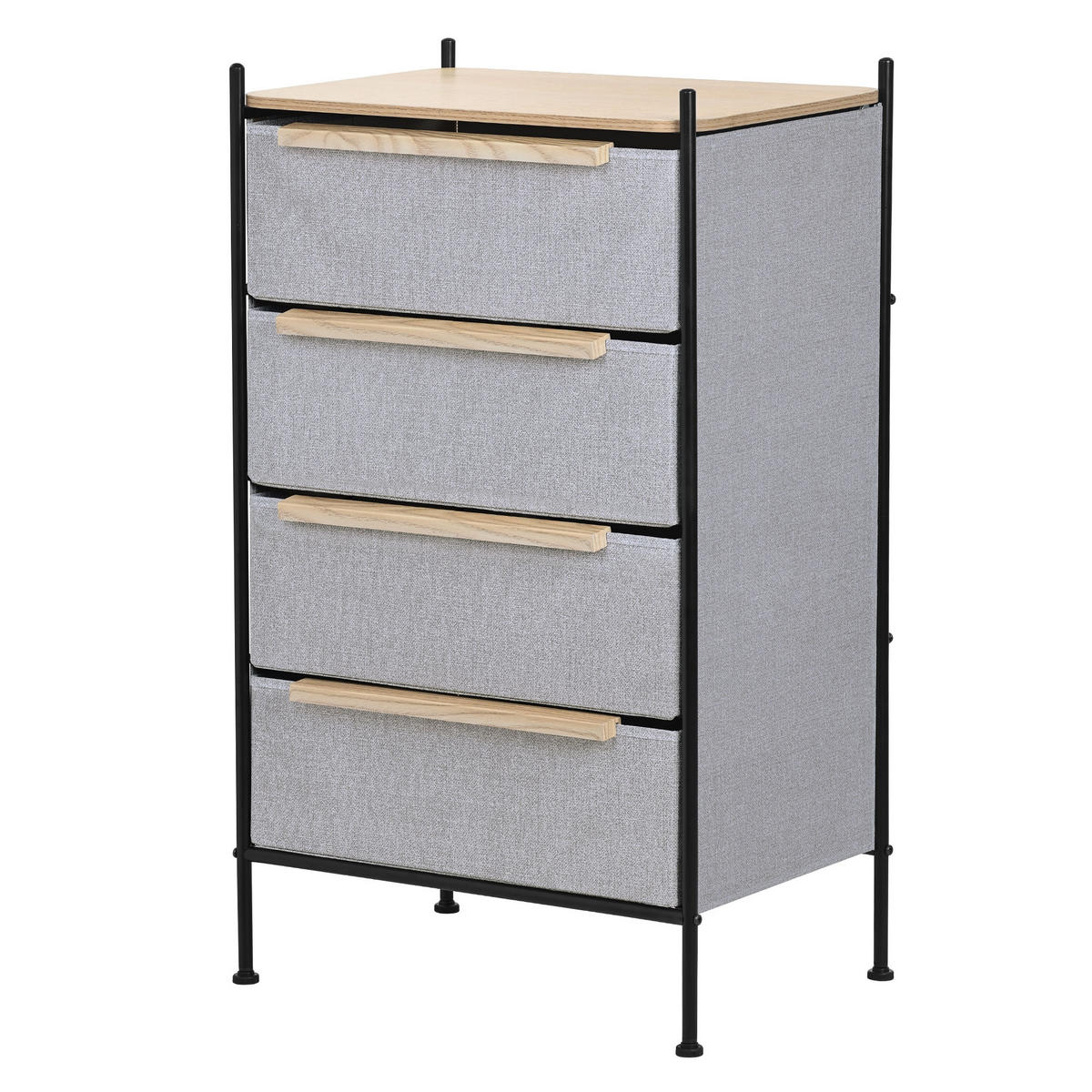 KOMMODE mit 4 Schubladen aus Stoff 58x98x42,5 cm Grau - Dunkelgrau, Holzwerkstoff (58/98/42.5cm) - ML-DESIGN