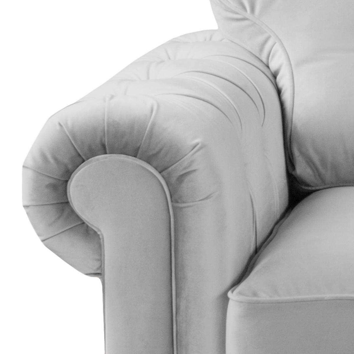 ECKSOFA mit Longchair - Samt - Hellgrau, Holz/Textil (302/166cm) - home24