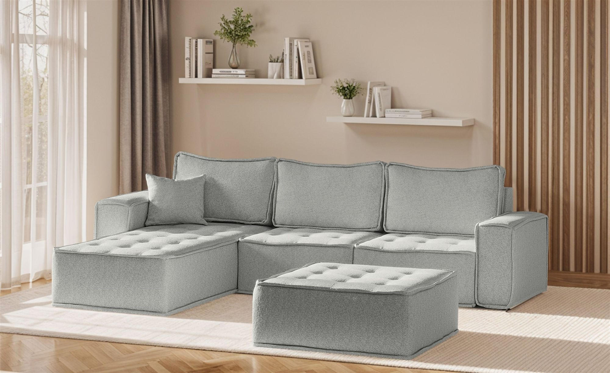 ECKSOFA Sande In Alpine - Hellgrau, Holzwerkstoff/Textil (292/192cm) - Fun Möbel
