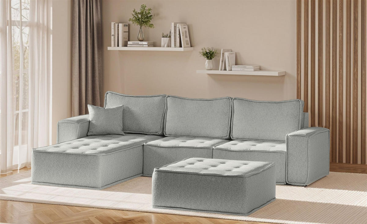 ECKSOFA Sande In Alpine - Hellgrau, Holzwerkstoff/Textil (292/192cm) - Fun Möbel