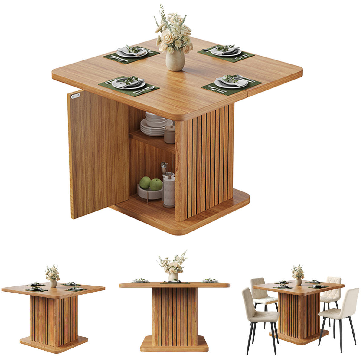 ESSTISCH 80/80/76 cm, Dunkelbraun - Naturfarben, Holzwerkstoff (80/80/76cm)