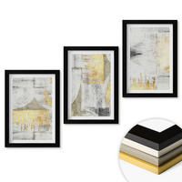 WANDBILDER 3er-Set - 20x30 cm Schwarzer Rahmen - Abstrakte modische Malereimuster - Schwarz, Kunststoff (20/30cm) - ArtPrintCave
