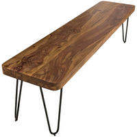 ESSZIMMERBANK BAGLI Massivholz Landhausstil, Dunkelbraun 120x40x45 cm - Schwarz/Braun, Holz/Metall (120/45/40cm) - KADIMA DESIGN