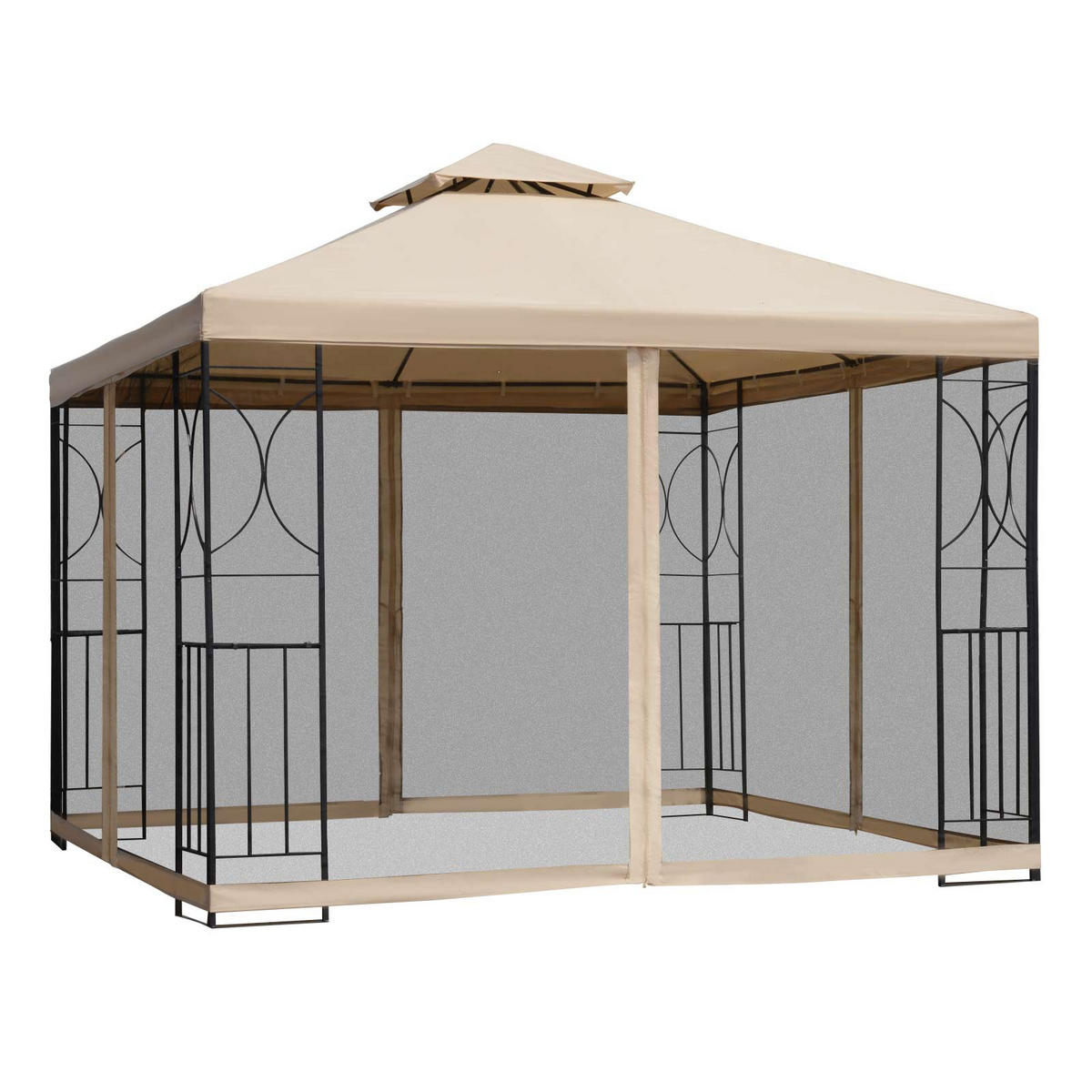PAVILLON, Beige, Metall, 180g/m²-Polyester - Beige, Metall (298/278/298cm) - Outsunny