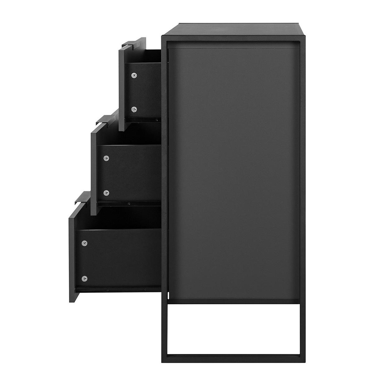 KOMMODE mit 3 Schubladen - Schwarz, Holzwerkstoff (80/90/39cm) - home24