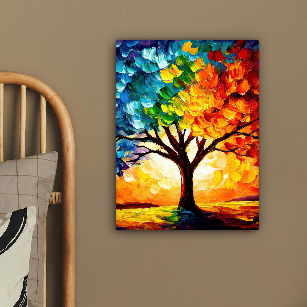 LEINWANDBILD - Baum - Kunst - Natur - Sonnenuntergang - 30x40 - Bilder - Multicolor, Textil (30/40cm) - MuchoWow