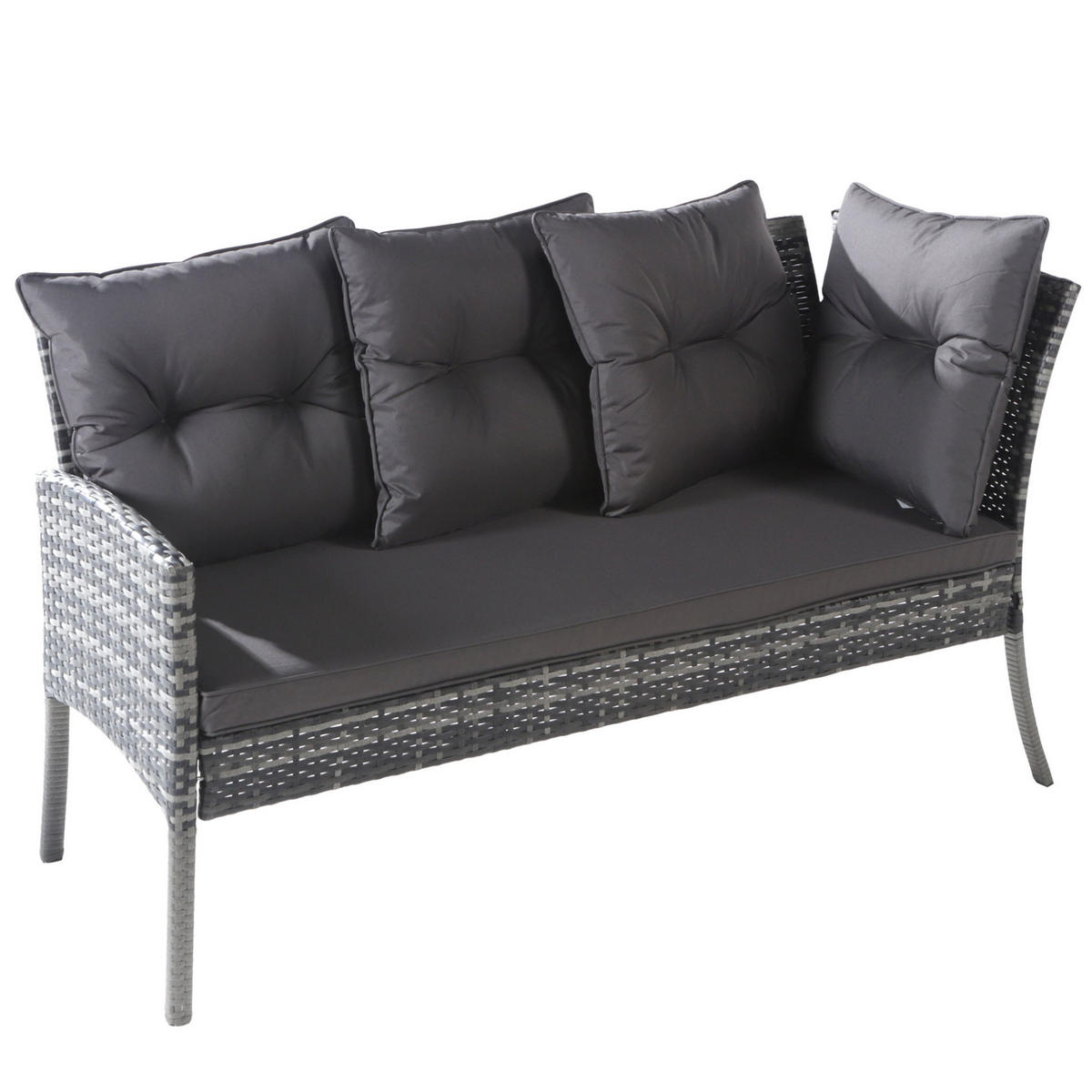 GARTENLOUNGE 7-Sitzer mit Esstisch, Hockern und waschbaren Kissenbezügen, Grau - Grau, Metall - Redom