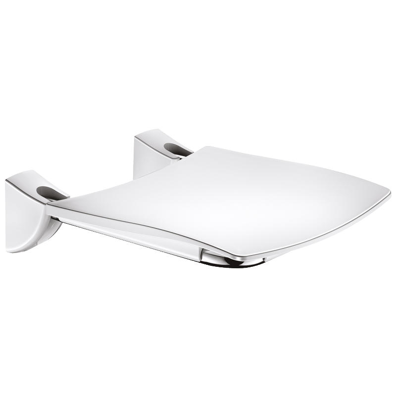 DUSCHSITZ Komfort hochklappbar Edelstahl hochglanzpoliert - Chromfarben, Metall (43.9/17.5/57.5cm) - Delabie