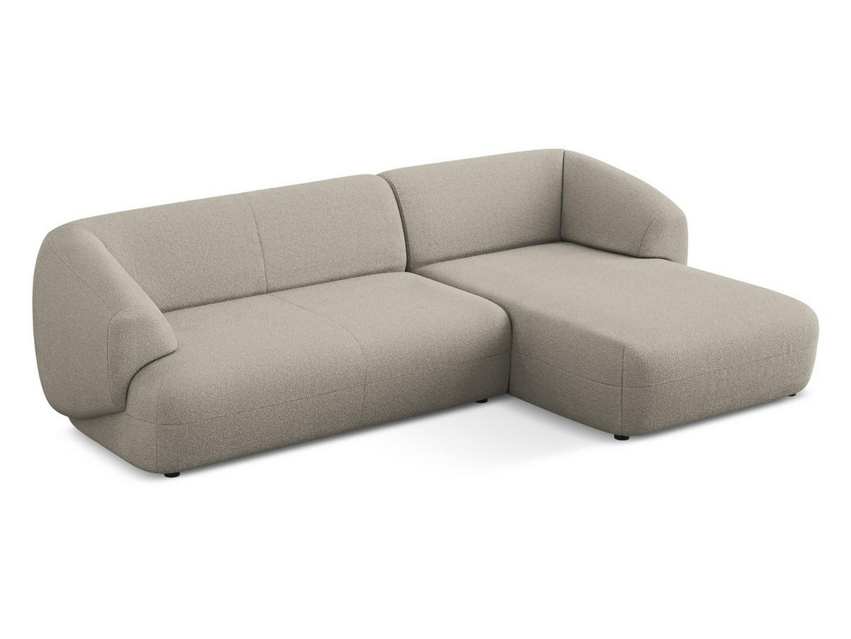 ECKSOFA Rechts Bouclé Stoff Beige - Beige/Schwarz, Kunststoff/Textil (280/156cm) - Makamii