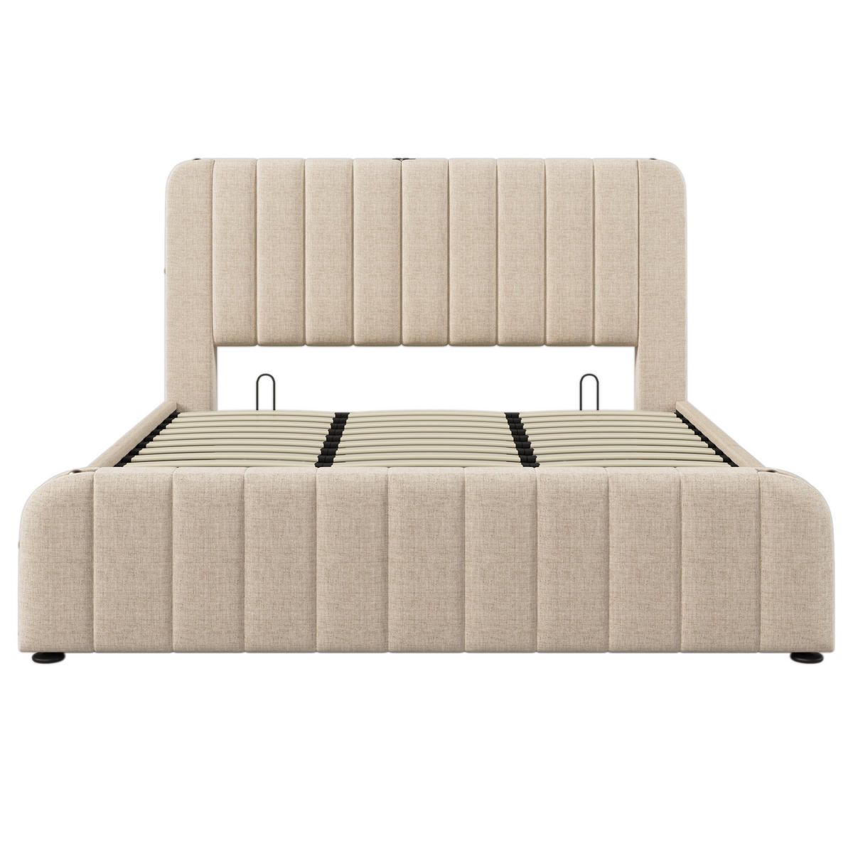 STAURAUMBETT 180/200 cm DE-00292, in Beige, hydraulisch - Beige, Metall (180/200cm) - ComfortXL