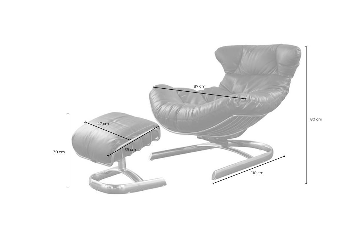 RELAXSESSEL LORNA Schwarz Leder - Silberfarben/Schwarz, Leder/Metall (87/80/110cm) - KAWOLA