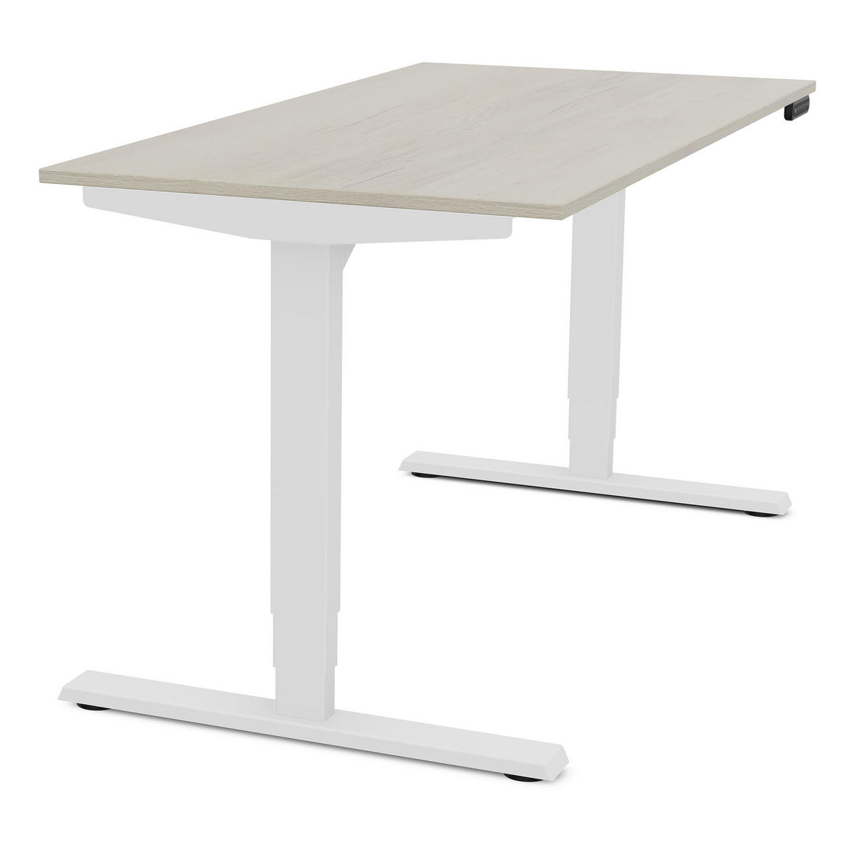 SCHREIBTISCH Elektrisch höhenverstellbarer Schreibtisch Y-Line Eiche Polar Signalweiß 140/70/62-127cm - Eiche Bianco/Weiß, Holzwerkstoff/Metall (70/140/127cm) - ASSMANN