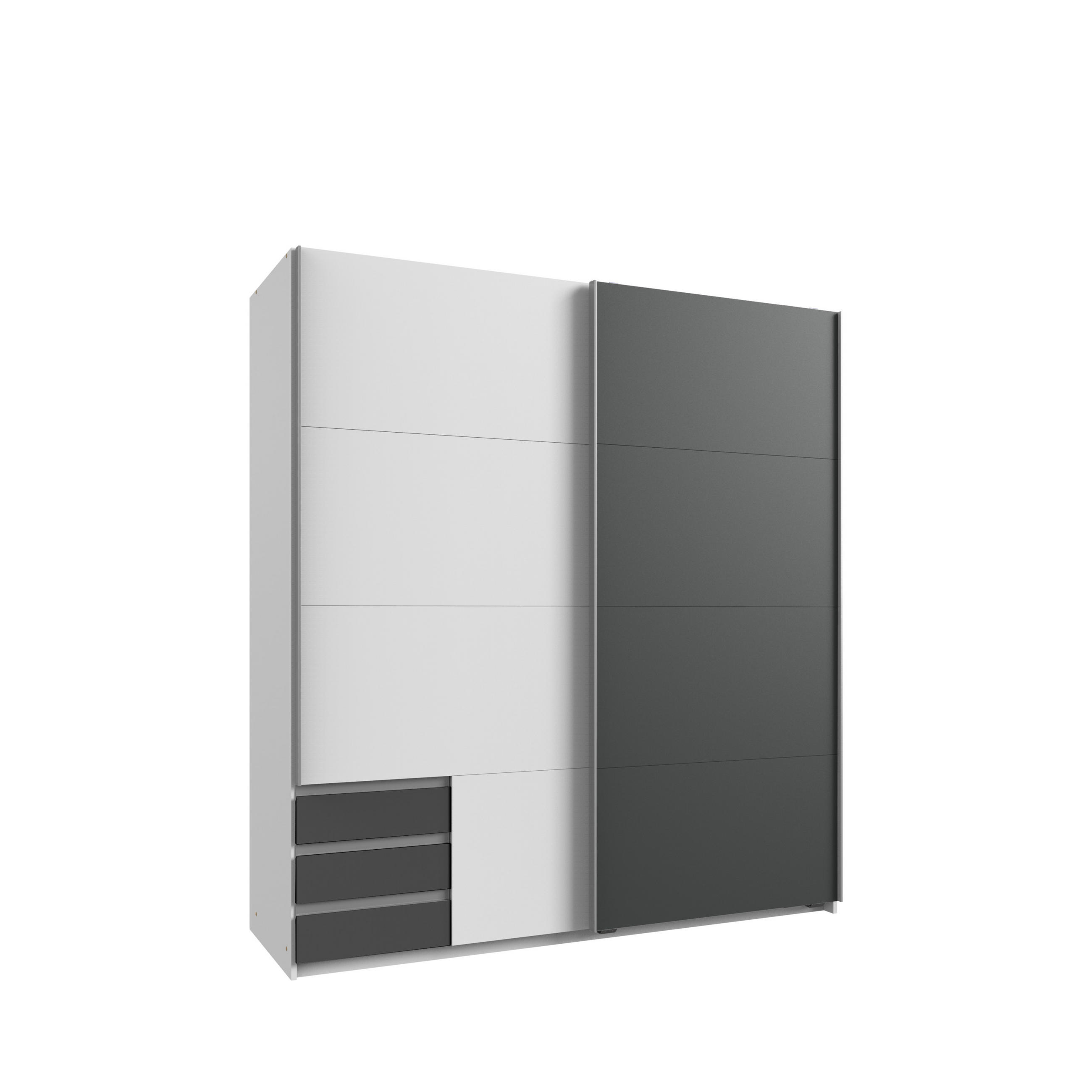 luma-home Schwebetürenschrank Weiß, Graphit 179x198x65 cm