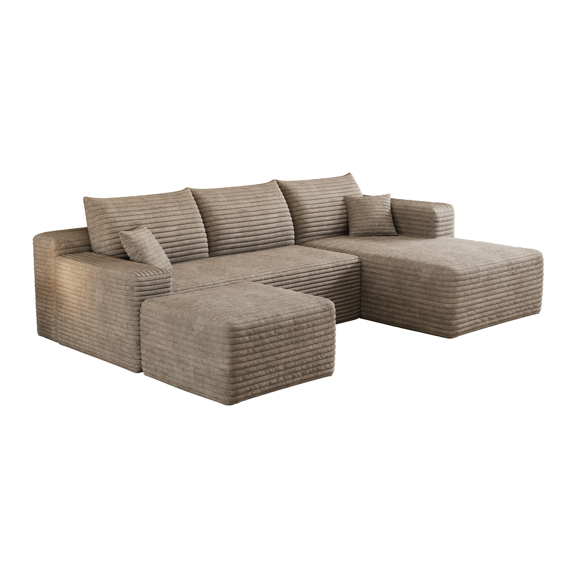 WOHNLANDSCHAFT Cord Camel ohne Montage - Hellbraun, Textil (241/58/151cm) - WISHDOR