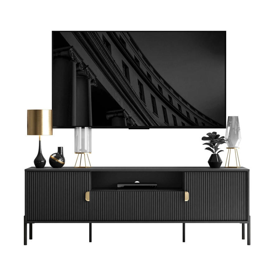 TV Rack DALIA 180 cm - Goldfarben/Schwarz, Holzwerkstoff (179/58/40cm) - Lookway