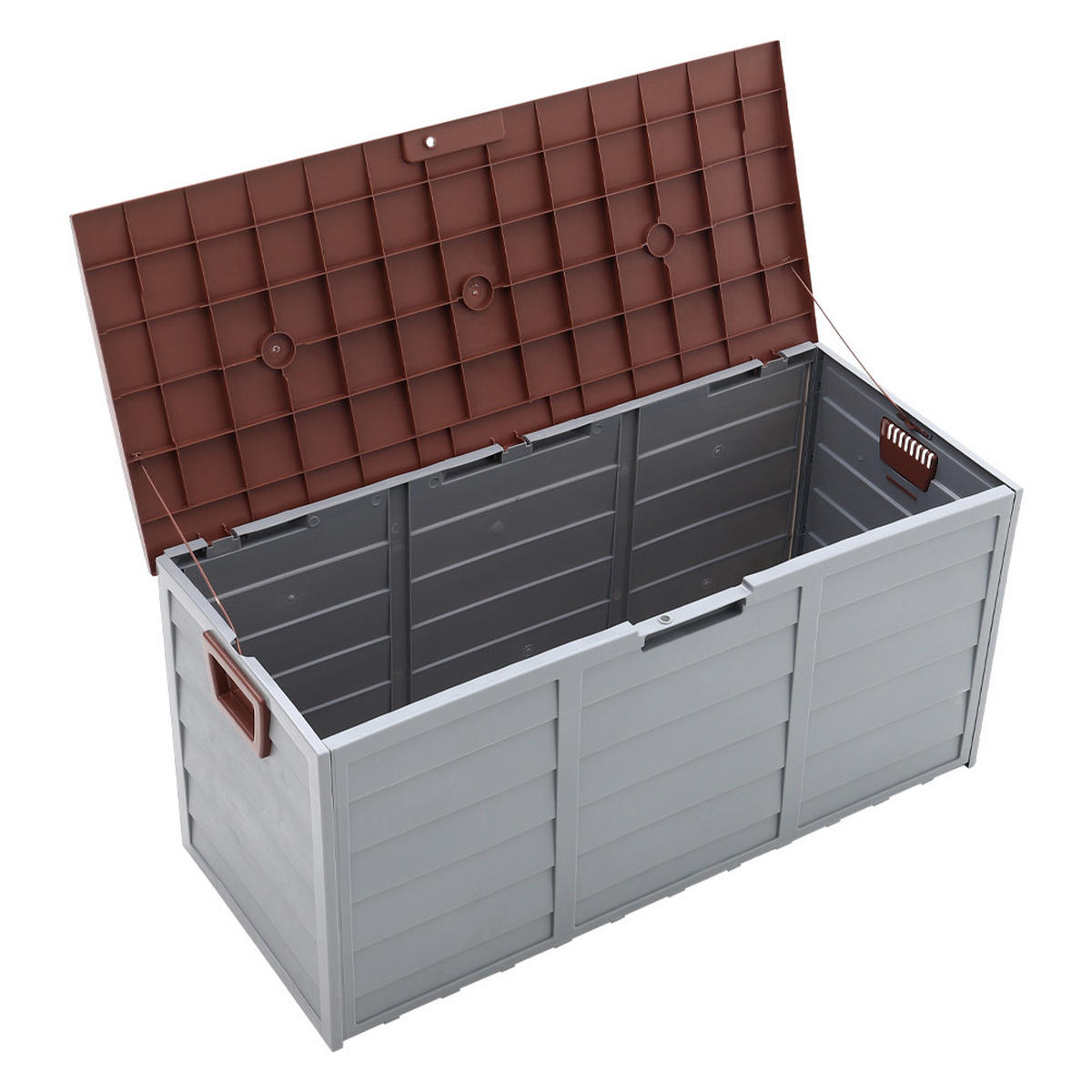 GARTENBOX Auflagenbox Kissenbox 290L aus Kunststoff in Grau&Braun außen Abschließbar Wasserdicht Wetterfest für Garten, Terrasse oder Balkon - Braun/Grau, Kunststoff (112/54/49cm) - Livingandhome