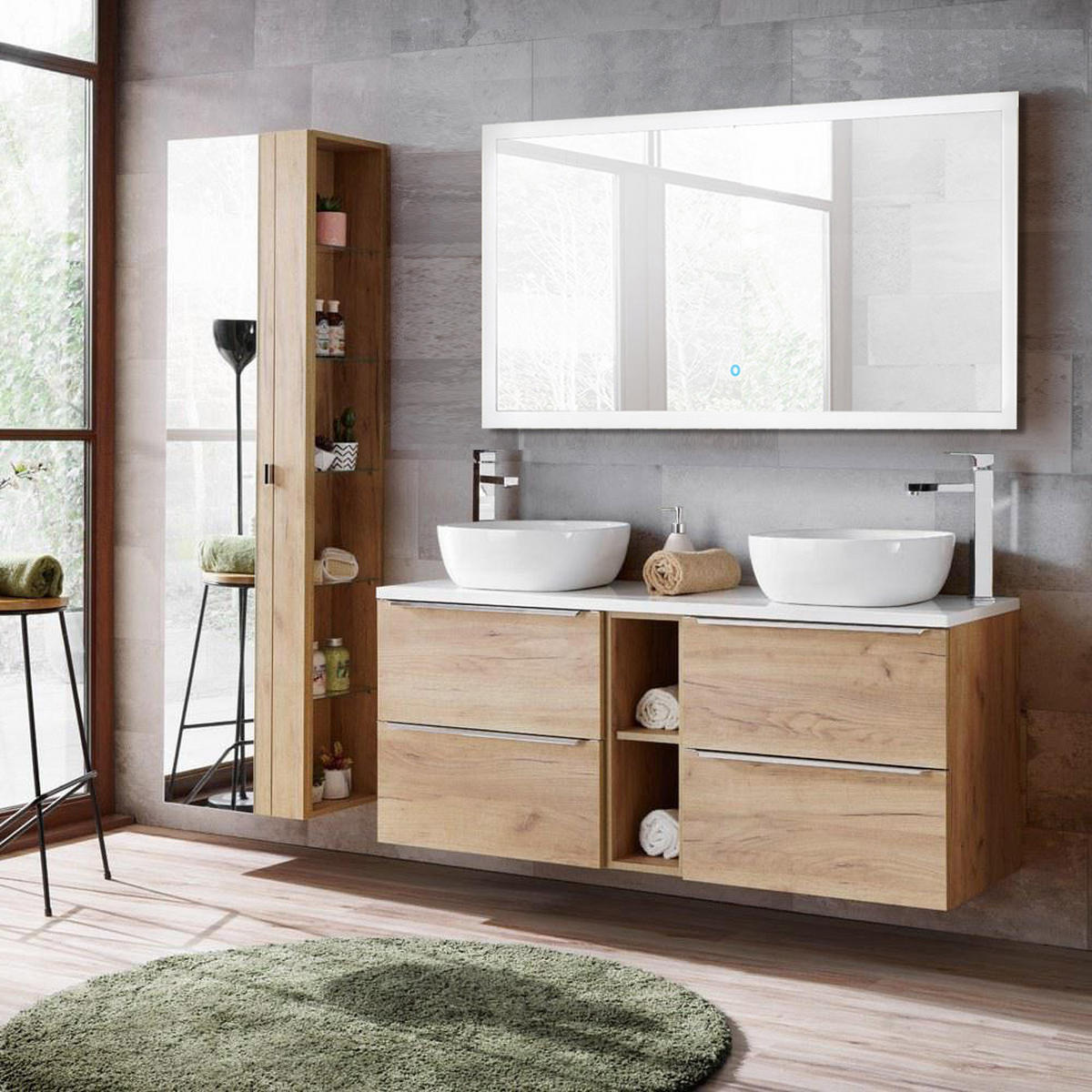 BADMÖBEL-SET 3-TLG. Toskana-56 - Braun, Holzwerkstoff (205/190/46cm) - Lomado