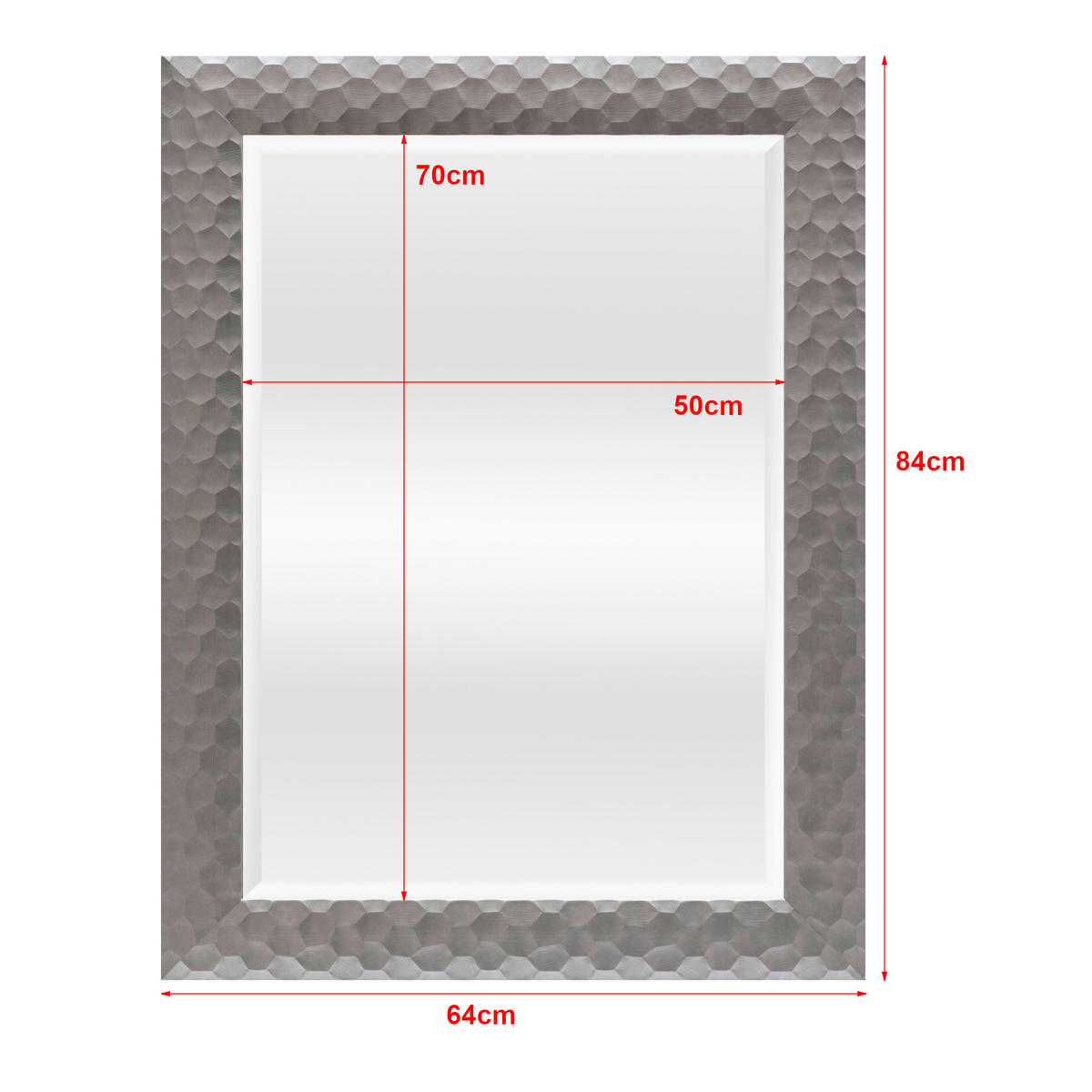WANDSPIEGEL Ocre - Silberfarben, Glas/Kunststoff (50/84/70cm) - [en.casa]