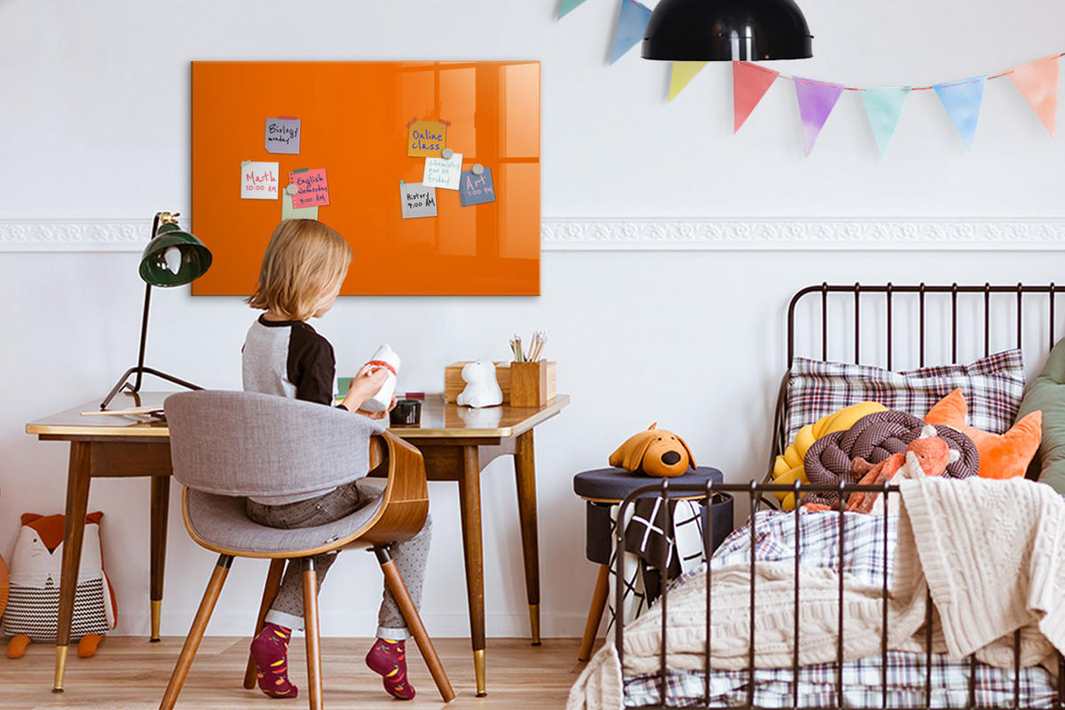 MAGNETTAFEL 90x60 Orange schwarzer Marker - Orange, Glas (90/0.4/60cm) - TULUP