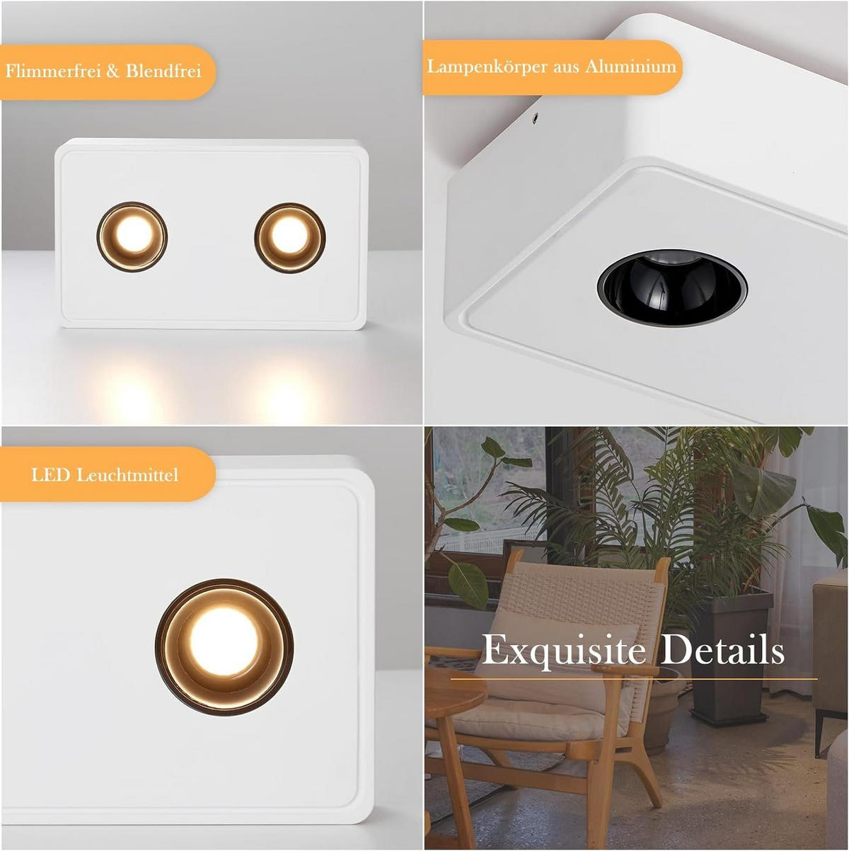 LED-DECKENLEUCHTE Traum 23/14/6 cm - Weiß, Metall (23/14/6cm) - Nettlife