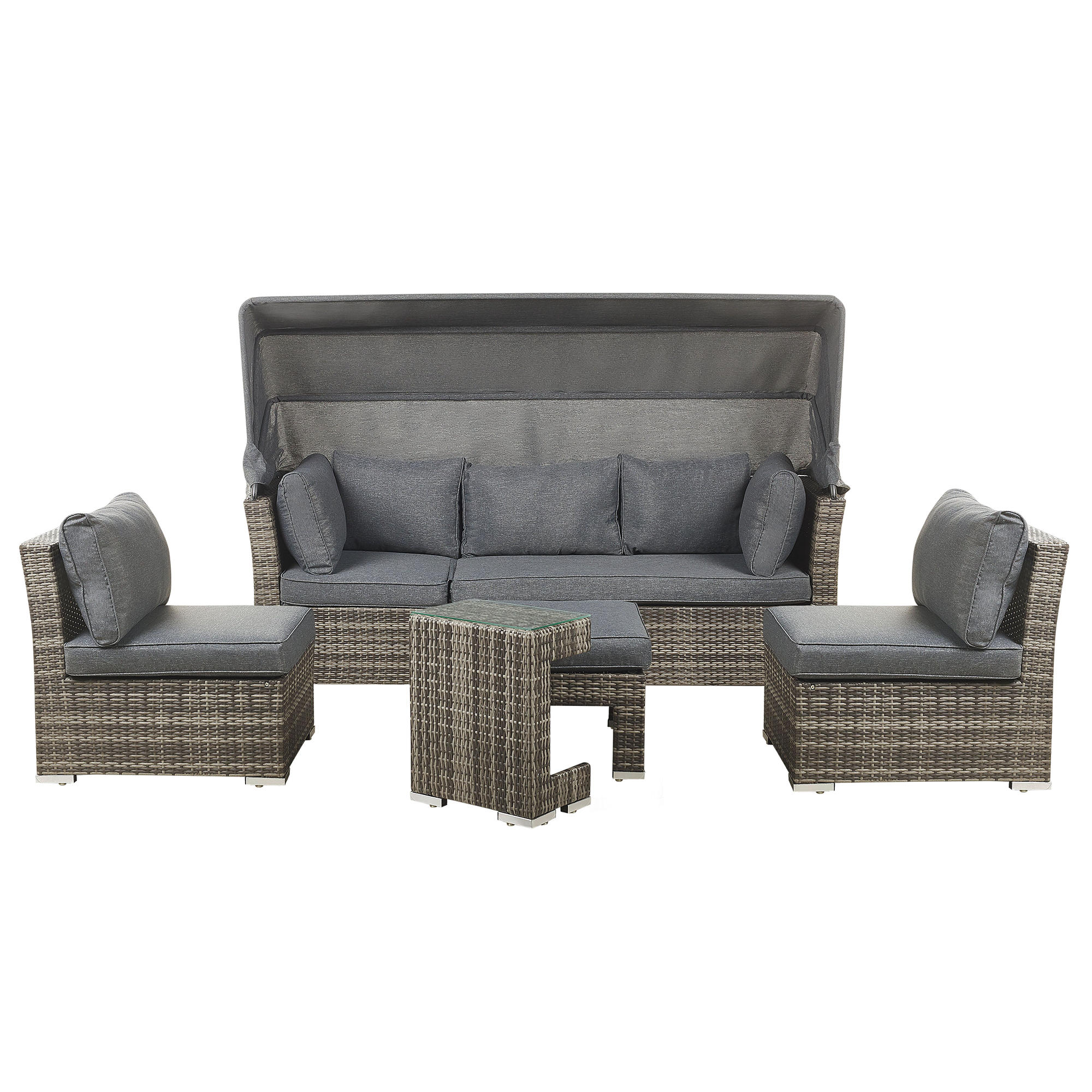 LOUNGE SET 6-Sitzer Dunkelbraun modular Corte - Dunkelbraun, Kunststoff - Beliani