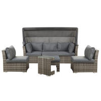 LOUNGE SET 6-Sitzer Dunkelbraun modular Corte - Dunkelbraun, Kunststoff - Beliani
