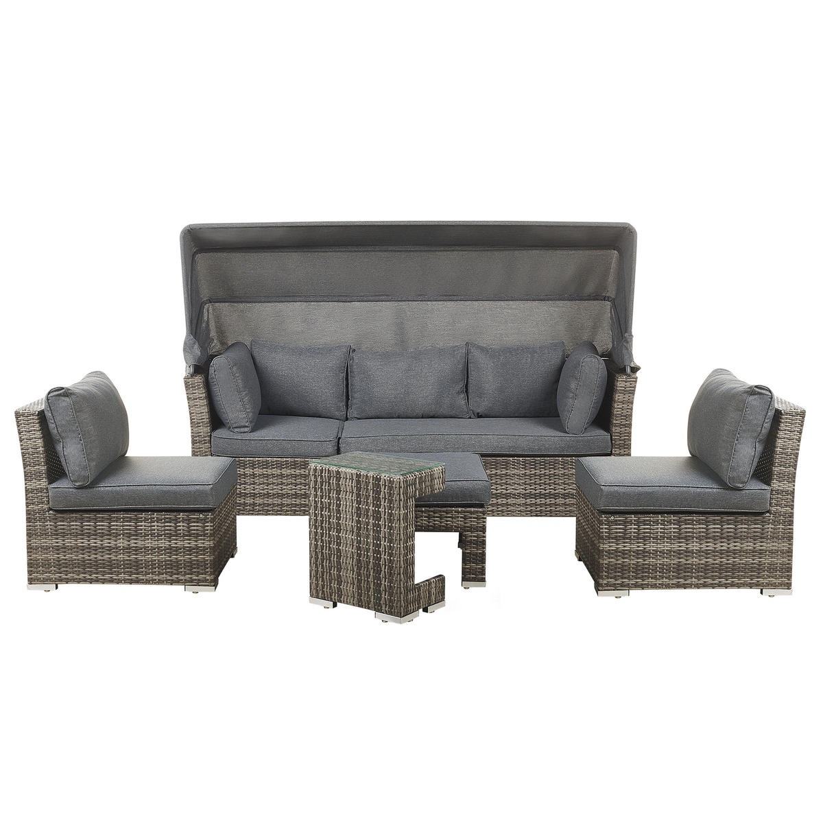 LOUNGE SET 6-Sitzer Dunkelbraun modular Corte - Dunkelbraun, Kunststoff - Beliani