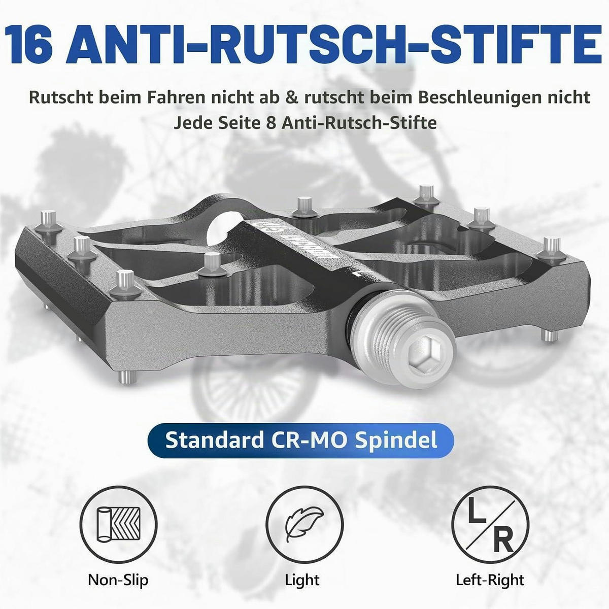 FAHRRADPEDALE Aluminiumlegierung rutschfest Titaniumgrau - Grau, Metall (9.7/1.8/10.4cm)