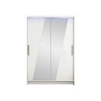 KLEIDERSCHRANK Miami VIII, mit RGB LED Beleuchtung - Silberfarben/Weiß, Holzwerkstoff/Kunststoff (120/200/58cm) - MIRJAN24
