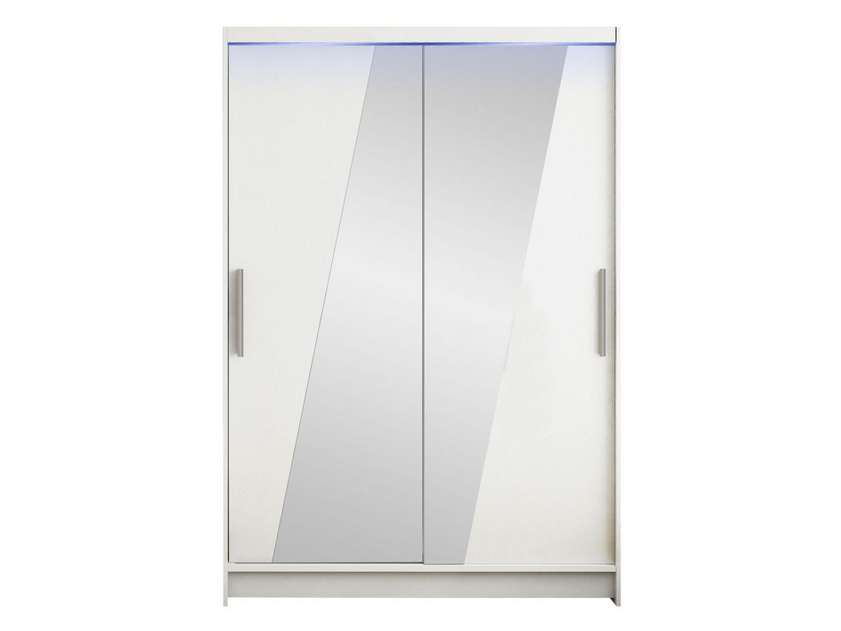 KLEIDERSCHRANK Miami VIII, mit RGB LED Beleuchtung - Silberfarben/Weiß, Holzwerkstoff/Kunststoff (120/200/58cm) - MIRJAN24