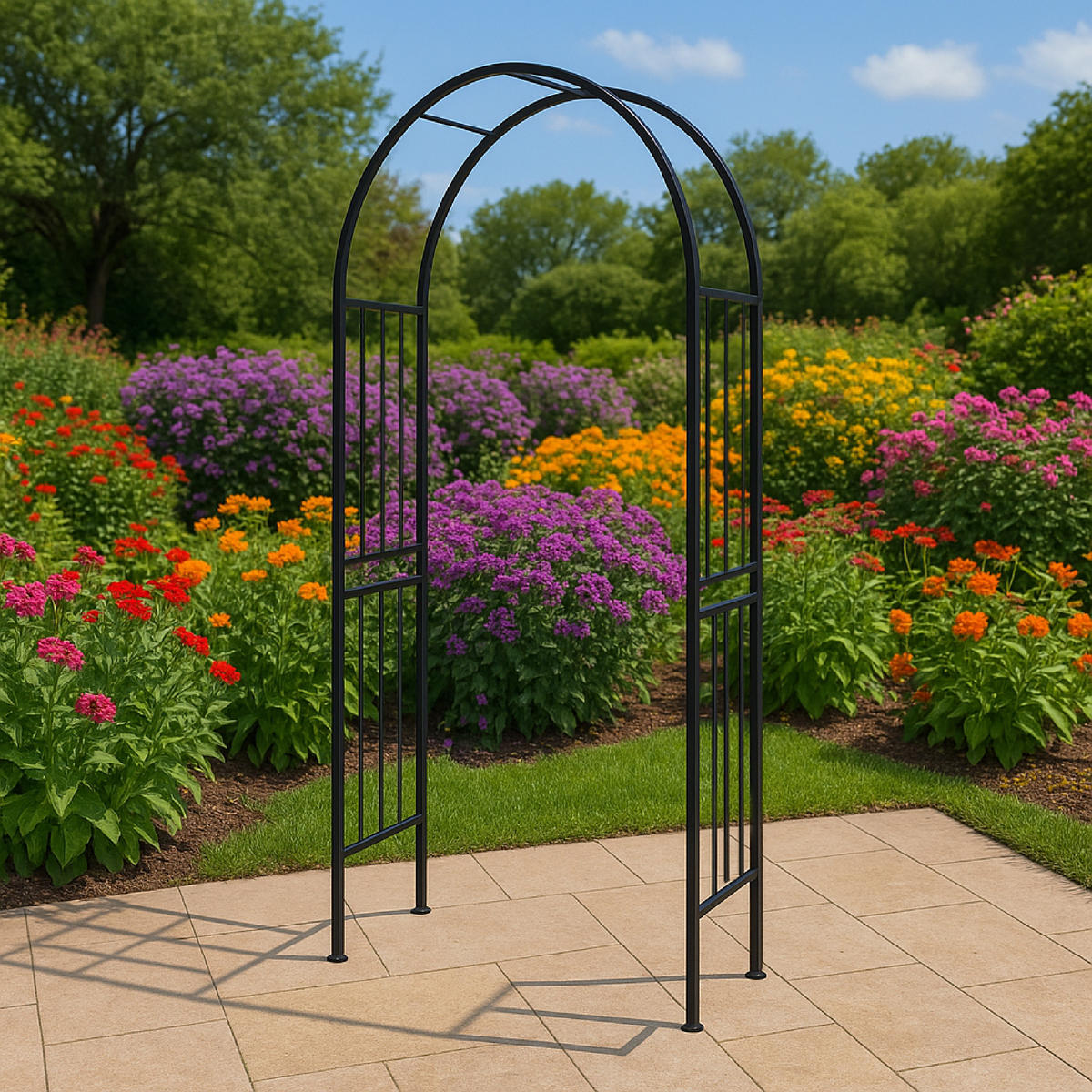 ROSENBOGEN Rochester - Rankhilfe aus Metall, pulverbeschichtet. BxTxH: 120x44x219 cm - Schwarz, Metall (120/219/44cm) - TPFGarden