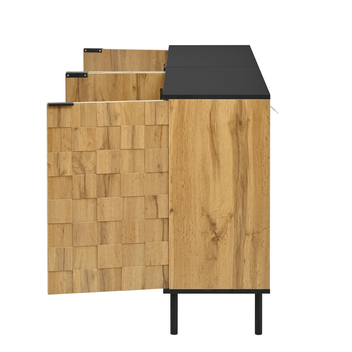 SIDEBOARD Natur-Schwarz 160/35/80,5 cm - Naturfarben, Holzwerkstoff (160/80.5/35cm) - PANGIVO